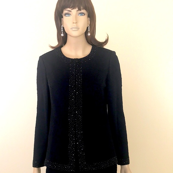 ST. JOHN Pantsuit Black Jacket size 10 Pant Size 8 - Picture 1 of 16